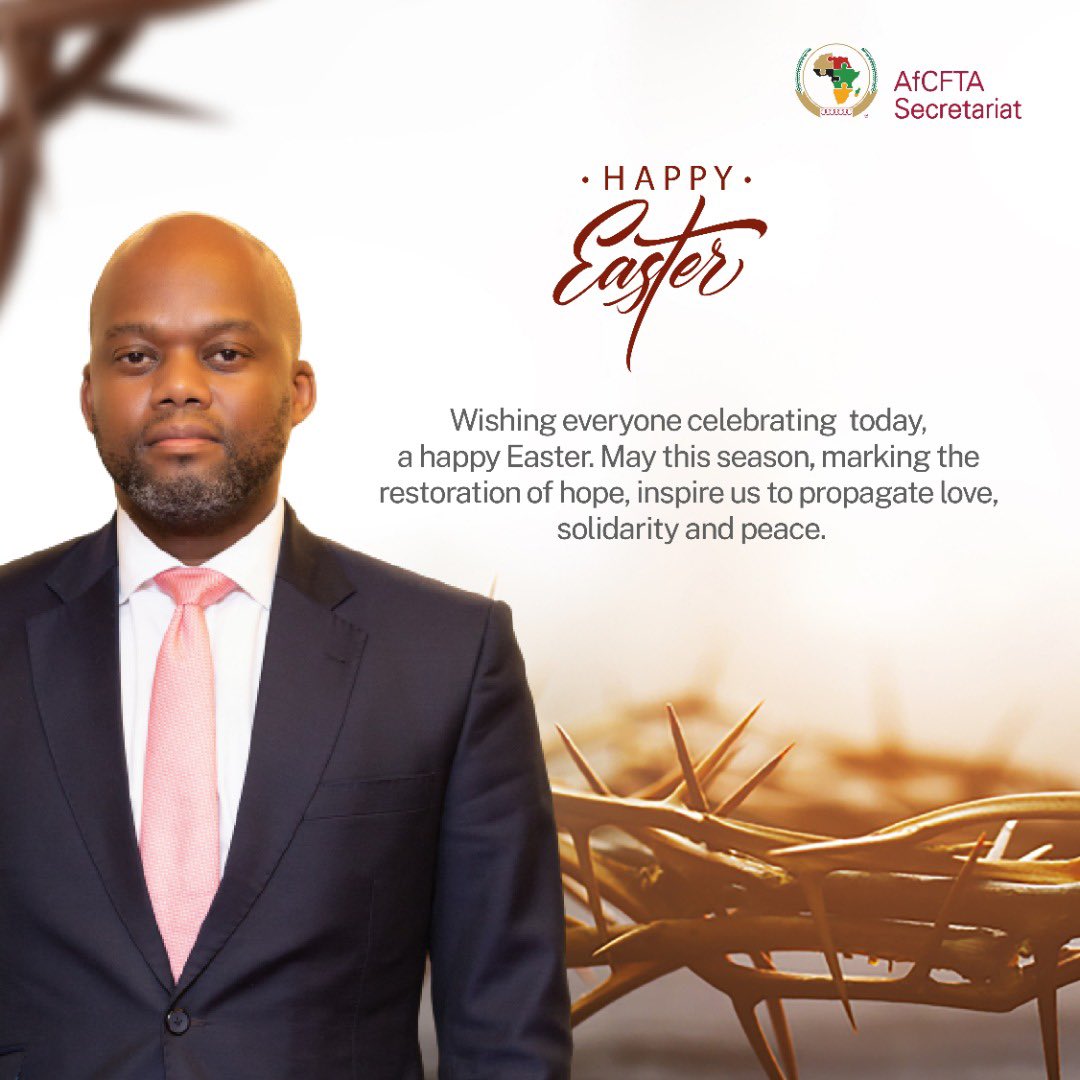 AfCFTA's tweet photo. Happy Easter from H.E. @MeneWamkele https://t.co/p4P1wrHNza