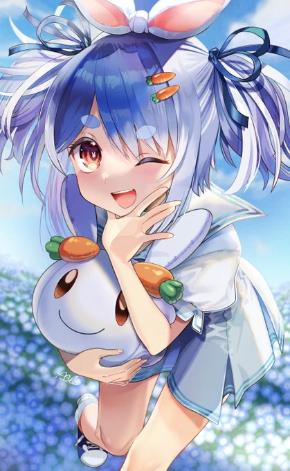 ネモフィラとぺこちゃん
#ぺこらーと 