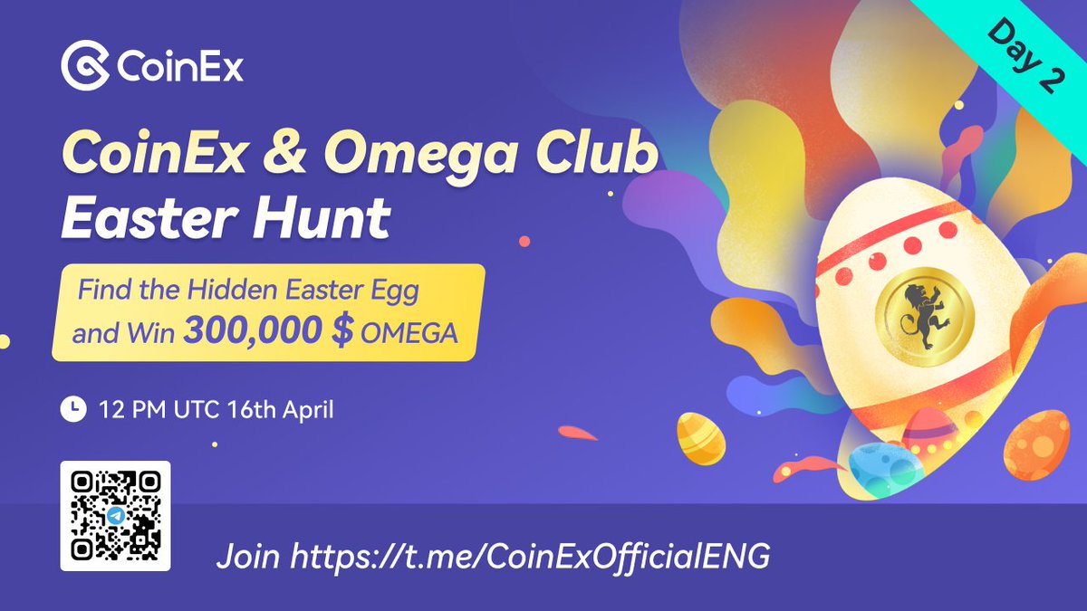 CoinEx Global (@coinexcom) on Twitter photo 🐣 CoinEx & <a href="/OmegaClubNFTs/">Omega Runner (Mobile Game)</a> Easter Hunt Day 2
Find the Hidden Easter Egg and share $300,000 $OMEGA! 🤑
⏰ 12PM UTC 16th Apr
🐰 Follow <a href="/coinexcom/">CoinEx Global</a> & RT
👉 Join t.me/CoinExOfficial…
📲 Capture (screenshot!) the Easter Egg at above time and submit on Telegram
#CoinEx #EasterHunt 🐣 CoinEx & <a href="/OmegaClubNFTs/">Omega Runner (Mobile Game)</a> Easter Hunt Day 2
Find the Hidden Easter Egg and share $300,000 $OMEGA! 🤑
⏰ 12PM UTC 16th Apr
🐰 Follow <a href="/coinexcom/">CoinEx Global</a> & RT
👉 Join t.me/CoinExOfficial…
📲 Capture (screenshot!) the Easter Egg at above time and submit on Telegram
#CoinEx #EasterHunt