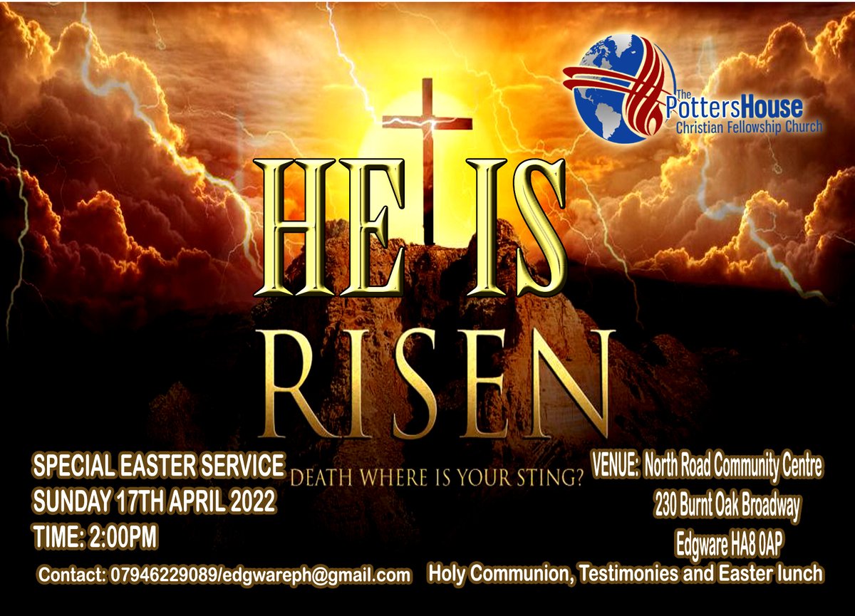 phedgware's tweet photo. Join us this Sunday April 17th as we celebrate the Resurrection of Jesus Christ our Saviour. #Easter #EasterWeekend #EasterHolidays #EasterSunday #ResurrectionSunday #Resurrection #ResurrectionPower https://t.co/ac9NpZYi1l