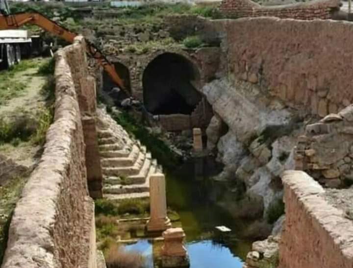 zm_style's tweet photo. #Afqa Spring the historical #Sulphur spring of Palmyra, starts to flow again after 25 years of dryness, and its water flows naturally between the rocks inside al-Mintar Mountain to irrigate the palm oasis and the olive trees. https://t.co/l9fsYnVpjx