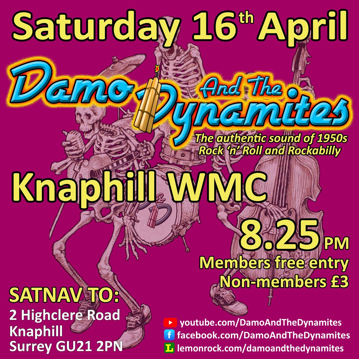 DamoDynamites's tweet photo. Tonight! #KnaphillWMC 8.25pm, free to members, £3 to non-members. #rocknroll, #rockabilly, #livemusic https://t.co/k5wFG1cf02