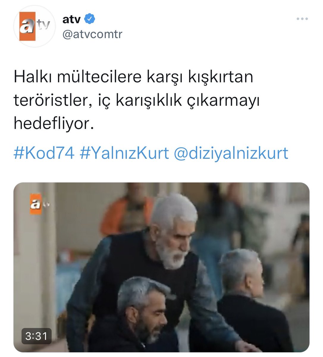 solcugazete's tweet photo. ATV, kanalda yayınlanan bir diziden kesit paylaşırken mülteci istemeyenleri “terörist” ilan etti.

#atvizlemeizlettirme https://t.co/aLdQHlL6mA