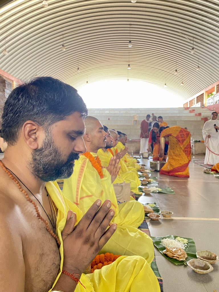 धर्मो रक्षति रक्षितः, "The Dharma protects those who protect it"

As a part of reviving our ancient vaidic tradition, by the grace of Gurudev <a href="/SriSri/">Gurudev</a> around 80 youths went through the Upanayanam Ceremony &amp; learned Sandhyavandan.
They also realised the importance of our 16 Sanskar