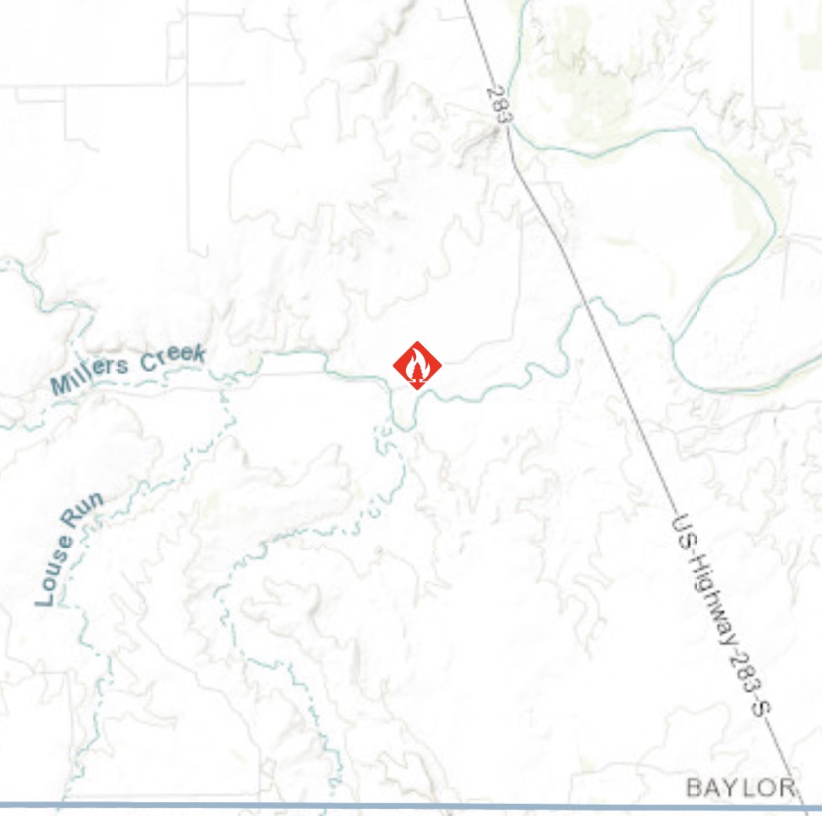 AllHazardsTFS's tweet photo. Alert: Texas A&amp;M Forest Service is responding to a request for assistance in Baylor County on the #LateNightFire. The fire is an estimated 1,200 acres, 15% contained. Crews built fireline overnight to secure north edge before wind shift. Progress is slow in rough terrain. #txfire https://t.co/2QvpH2TDMa