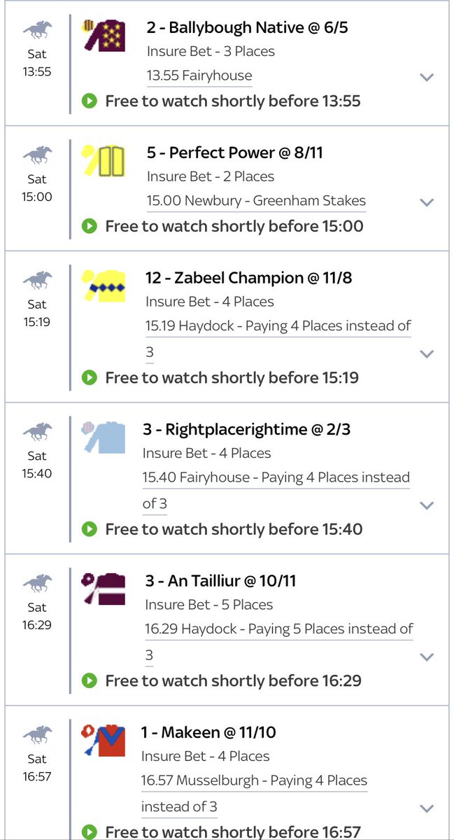 AllSportsBets_'s tweet photo. HORSE RACING INSURED ACCA 🐎

Not often I tip horses but quite fancy this today https://t.co/JTwEtAvmlw