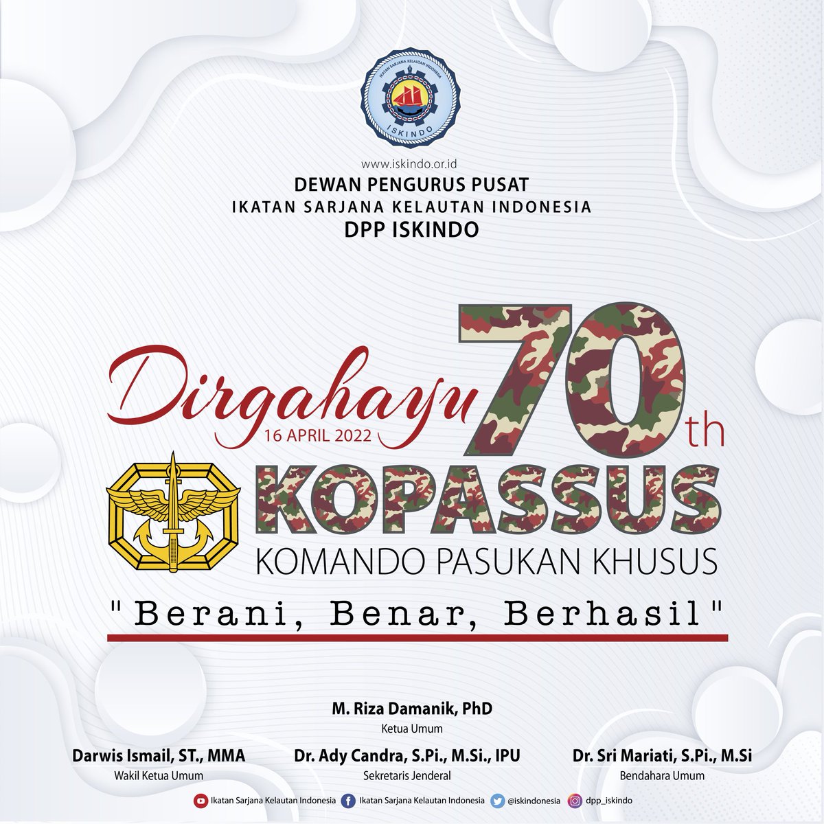 DIRGAHAYU KOPASSUS KE-70 Tahun 2022 salam dari kami rakyat. Korps Baret Merah adalah salah satu pasukan Indonesia terbaik di dunia. Jaya dan maju terus Kopassus!!
#KolabotasiUntukMaju #iskindo #HUTKOpassus
