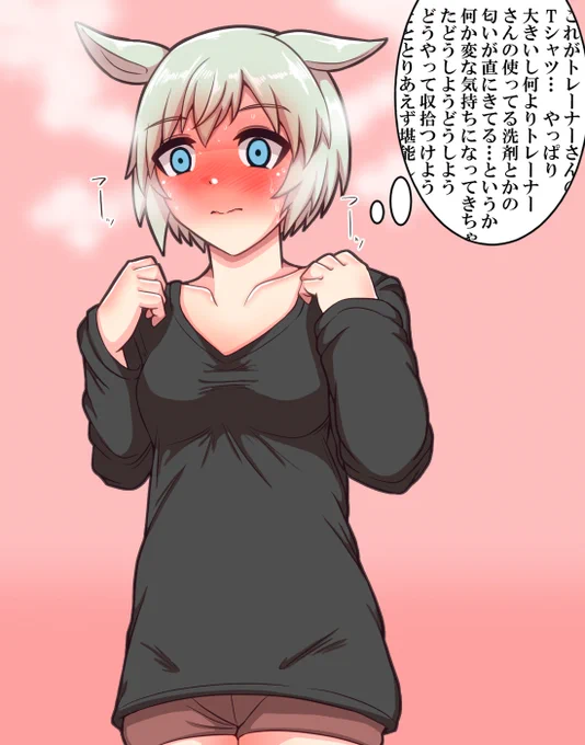 彼シャツって言うとYシャツがよくあるけど、Tシャツもアリだと思う派。
#セイウンスカイ
#ウマ娘 
