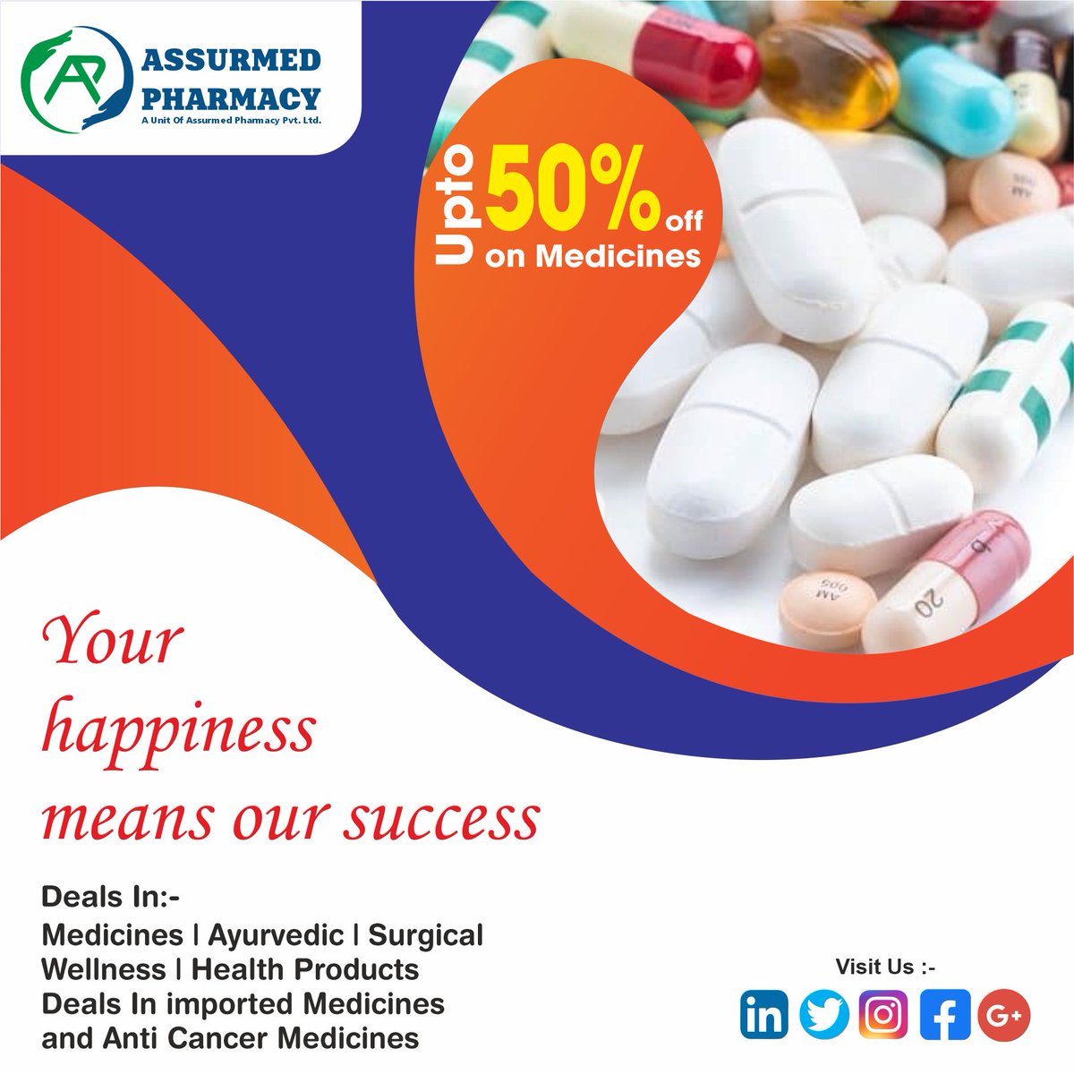 assurmedphrmacy's tweet photo. Your Happiness means our Success.
Get upto 50% OFF on Medicines.
Assurance of Cure, Health &amp; Happiness.
Visit Us:- https://t.co/aPOGIJiZAX

#firstborn #firstaid #timeless #time #cure #curese #curedmeat #medicinestudent #medicines #health #healthy #healthtips #healthylife https://t.co/HRykyD4PqT