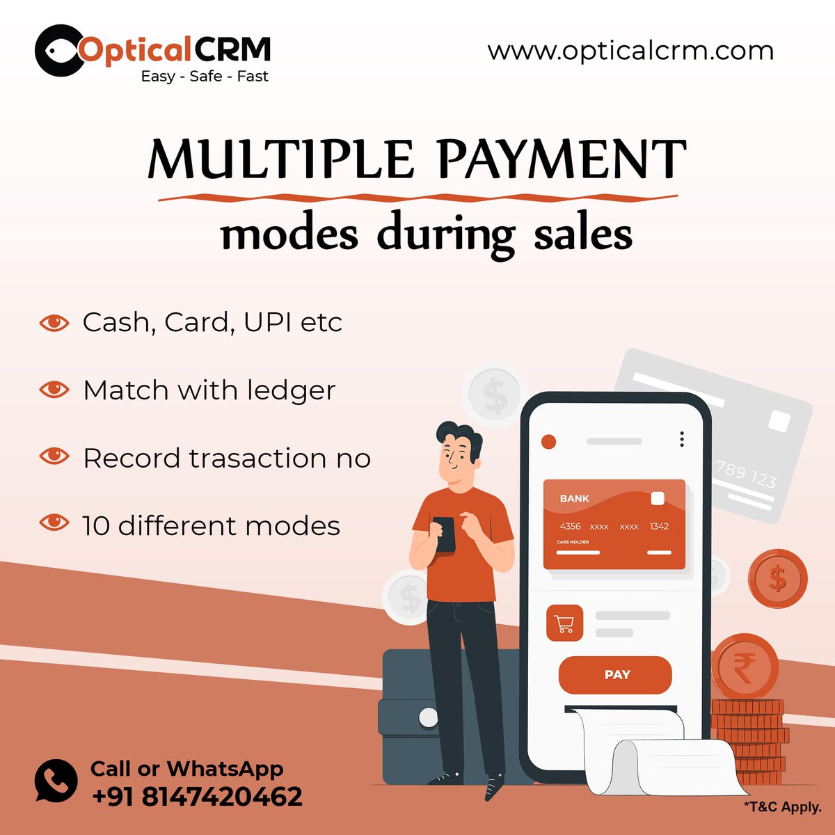 CrmOptical's tweet photo. Multiple Payment Modes during Sales.
Cash ,Card, Upi, Etc.
Match with Ledger.
Record Transaction No.
10 Different Modes.
For more Enquiry -
+91 81474 20462
info@opticalcrm.com
https://t.co/sxhh6UTbRb
#Opticalcrm #Software #CRM #Payment #cash #card #Paymentmodes https://t.co/eDEBtxnlQW