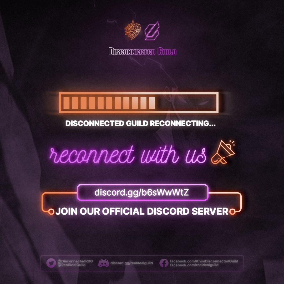 DisconnectedRDG's tweet photo. Status: Reconnecting.
We are back up! Official new server link is now live and also with some dope prizes.
just click the link and join us now!!
https://t.co/lbV7VvRxpK
Stay tuned because our official launch event "RECONNECTION" will happen tomorrow @8 pm! π
#LFGDisconnected https://t.co/EuMS9r6jCa