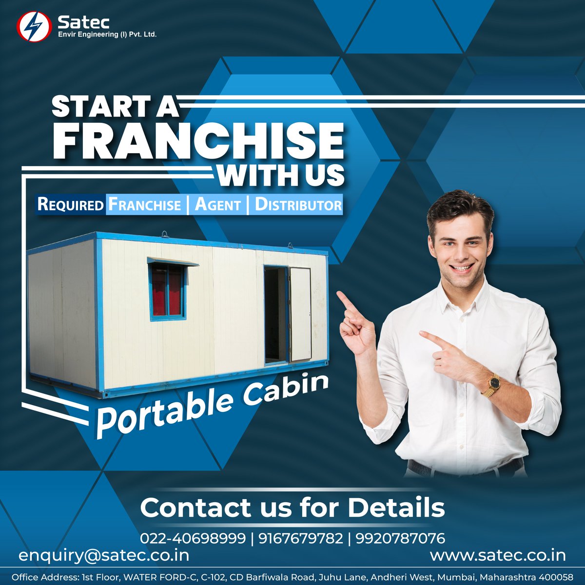 SatecEnvirEngg's tweet image. Franchise Opportunity with SATEC!!

#Satec #SatecEnvirEngineeringPvtLtd #Franchise #FranchiseBusiness #FranchiseOpportunities #portablecabin