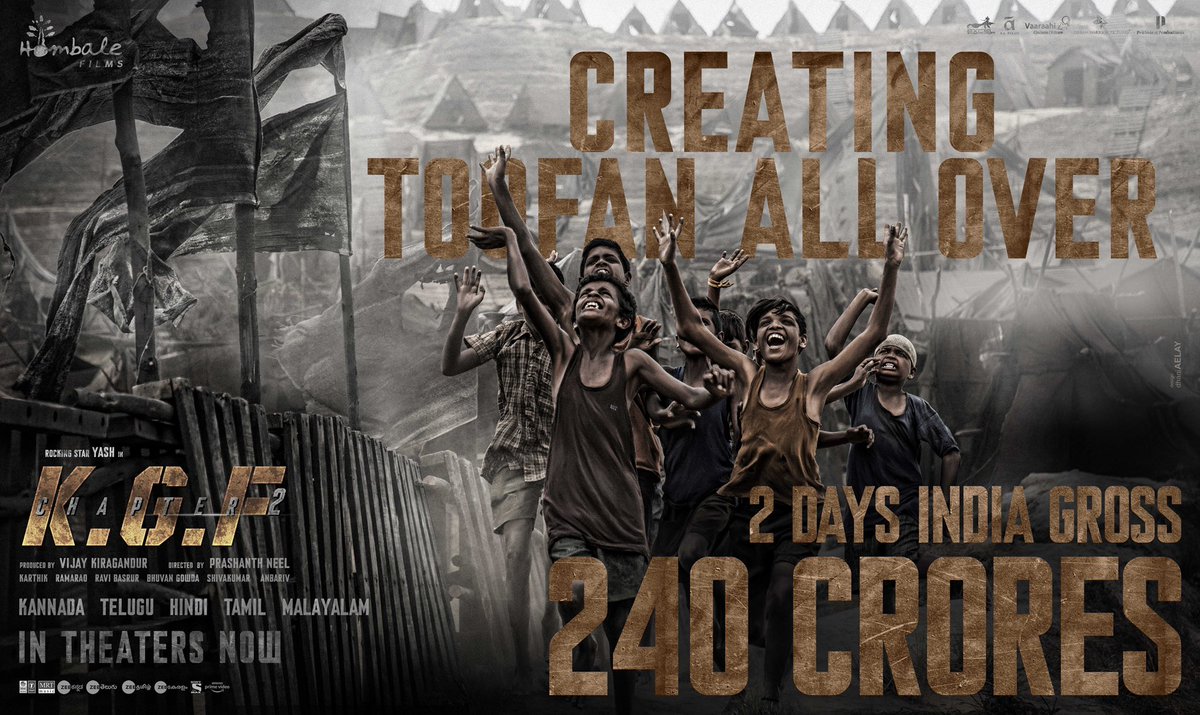 LikhithR22's tweet photo. 240 Crores...🤩 Creating Toofan All over...😎 #KGFChapter2 #KGF2InCinemas #KGFChapter2Collection
@hombalefilms @TheNameIsYash @prashanth_neel @Karthik1423 @VKiragandur https://t.co/a1zYONHJVU