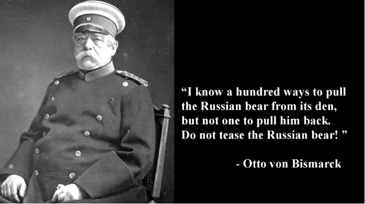 TerraMia14's tweet photo. "Conosco cento modi per far uscire dalla sua tana l'orso #Russo, ma non ne conosco nemmeno uno per farcelo rientrare. Non stuzzicate l'orso Russo.
( OTTO VON BISMARCK)
#Anpi
#Biden
#terzaguerramondiale https://t.co/5YZT1pCUpN