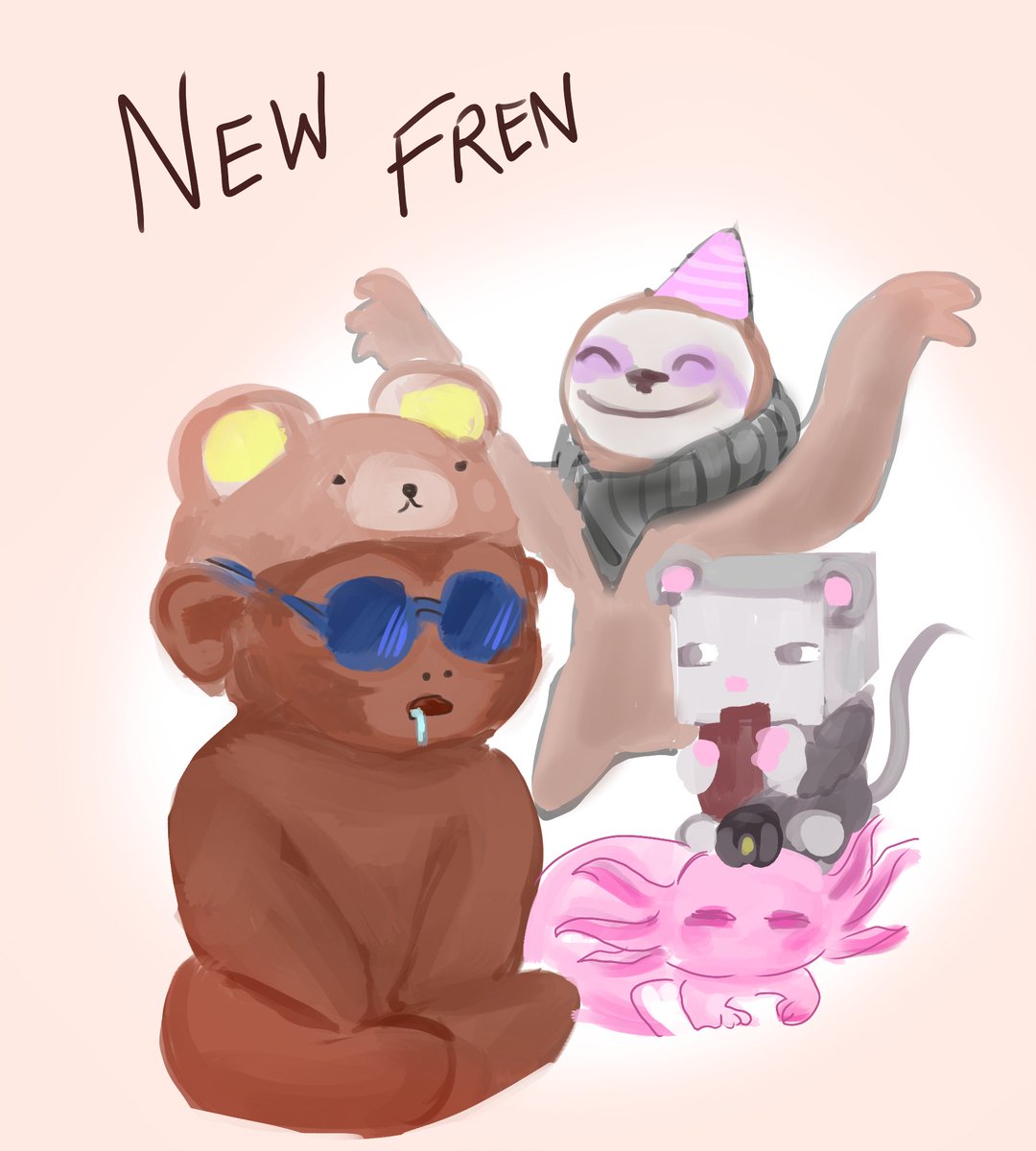 Feeling down so I made a drawing-party with my new <a href="/OogaVerse/">OogaVerse</a> NFT to lift my mood up, he's being welcomed by my <a href="/AxolittlesNFT/">Axolittles ✨</a> , <a href="/CritterzNFT/">CritterzNFT</a> and <a href="/PartySlothsNFT/">Party Sloths! 🎉🦥</a>