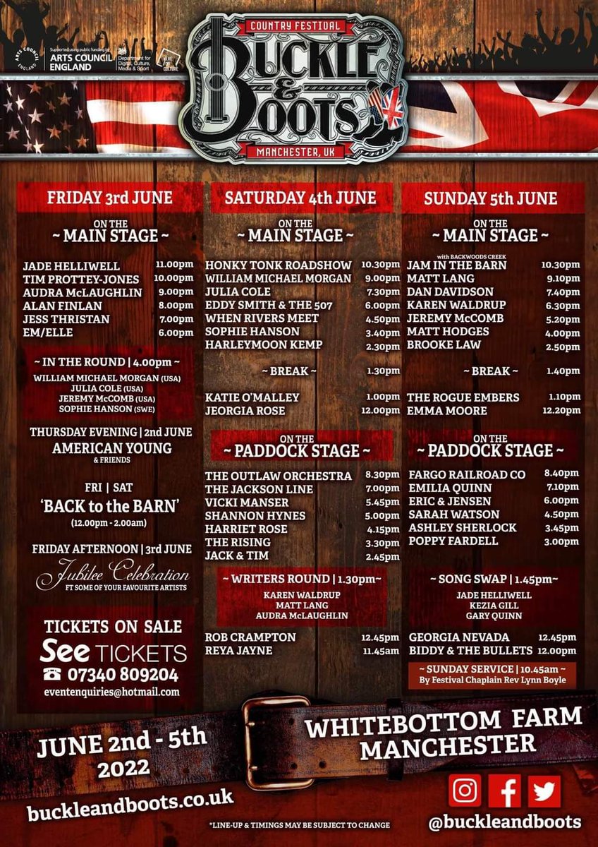 We are playing <a href="/BuckleandBoots/">Buckle & Boots</a> Festival on the Sunday and we'll probably play one or two songs that we wrote whilst we were in Nashville!

See you guys there 🤠