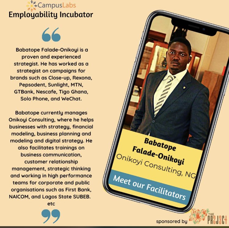 CampusLabsNg's tweet photo. Today @FaladeBabatope is our guest facilitator at the #employabilityincubator . Topic :  Pyramid Principles for Presentation. #234Project #employability #youth https://t.co/ixg0r2syYb