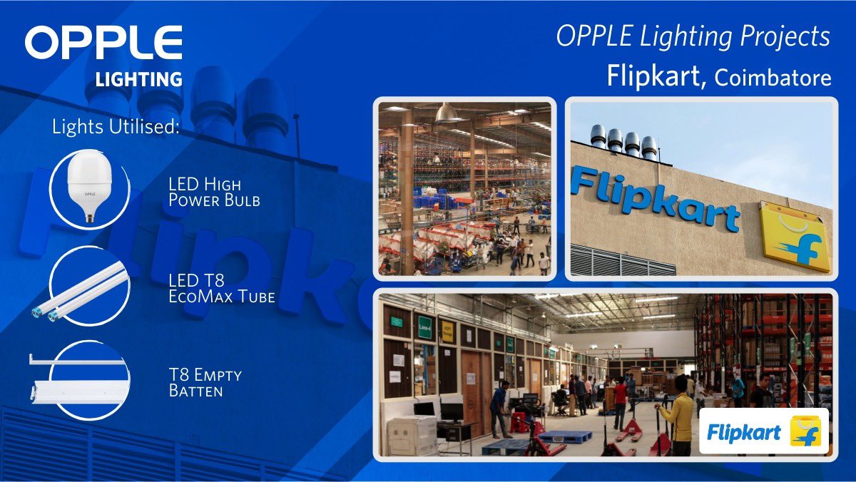 Oppleindia's tweet photo. #OPPLECommercialProjects: Flipkart Warehouse
Our team designed a well-illuminated atmosphere by using OPPLE LED High Power Bulb & other fixtures which offers high lumen output, lighting the whole warehouse uniformly for smooth operations.
#Flipkart #WarehouseLighting #Lighting https://t.co/7720X89RuZ