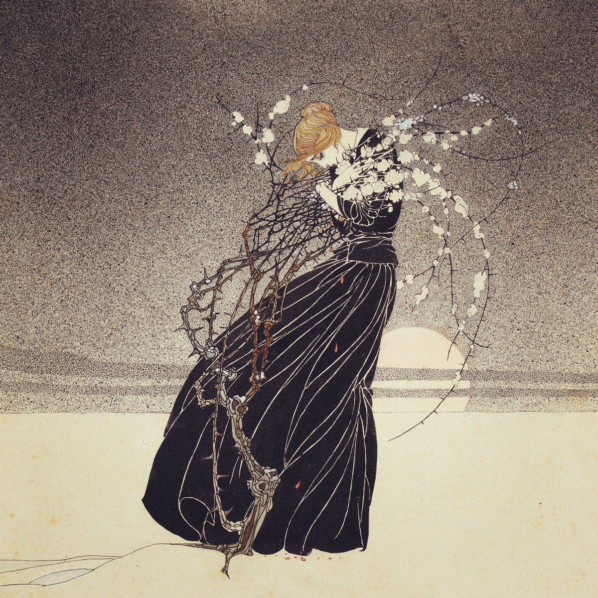 🎨Young woman embracing a thorn bush. Kay Nielsen, 1910. #fairytales #fairytaleart #kaynielsen