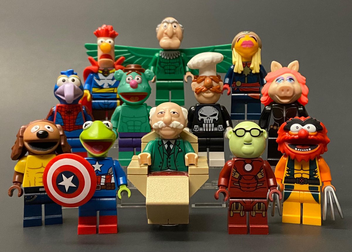 Folks who have been lucky enough to find the Muppet Legos are already customizing them as Marvel superheroes and it's just brilliant. (photo posted elsewhere without credit)