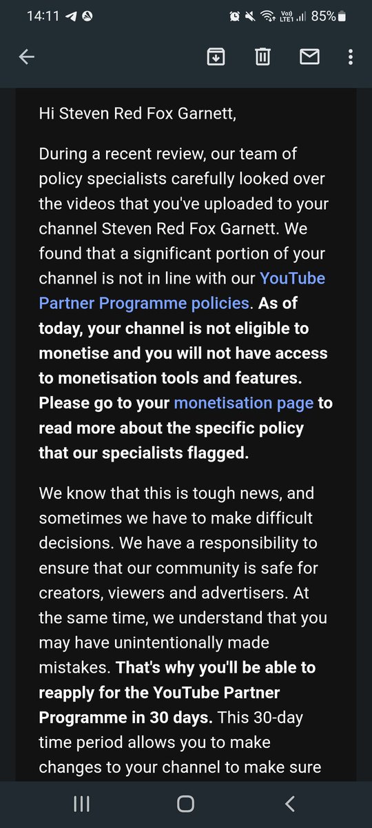 redfoxvoice's tweet photo. @TeamYouTube Of course: https://t.co/SCYOxbq7N6

I need to know what has violated policy as I have not changed the content or had any issues for a very long time, I haven't even uploaded for around 3 months. Thank you for all the help you can give! https://t.co/nvO6mYtnzE