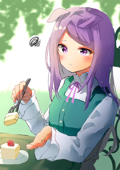 渋々ケーキをわけてくれるマックイーン
 #ウマ娘 