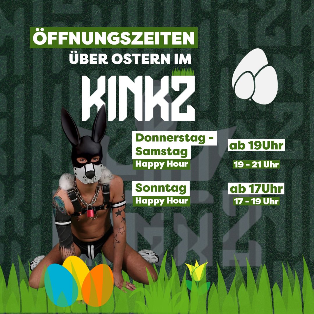 KinkZCologne's tweet photo. Zu Ostern haben wir für euch ein ganz besonderes Angebot!

In der Happy Hour bekommt ihr 0.3l Kölsch für nur 1.50€.
Schreibt es euch hinter die Löffel🐰.

#ostern #gay #kinky #party #kölsch https://t.co/iIcXdd3OAl