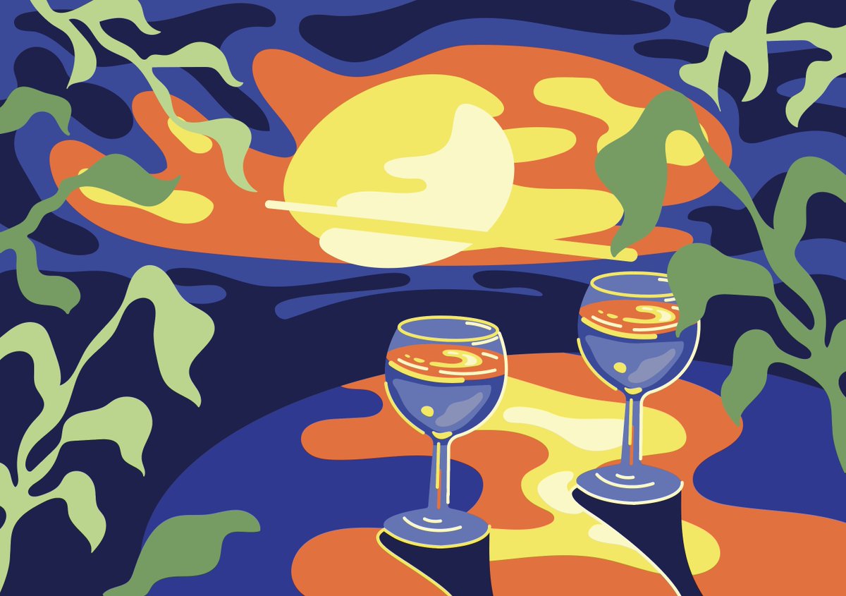 ompfdesign's tweet photo. Another vacation memory from last year. This one is from France, enjoying the sunset after visiting castles along the Loire river. #illustration #dessin #Illustrator #france #digitalart #marketing #commissionsopen https://t.co/oEBKpcJe9R