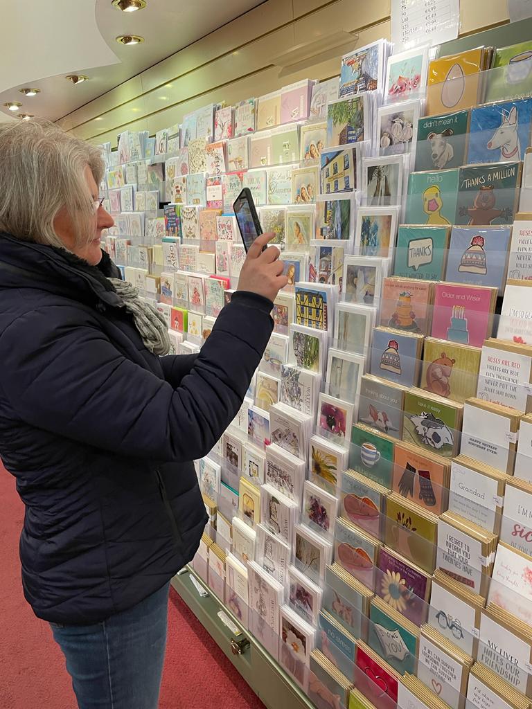 Checking out our stock in the wild at the book centre in waterford. Love our signature blast of colour. This lovely Irish owned group of four book shops all stock She Designs He Prints Cards. #SupportIrish #KeepItLocal