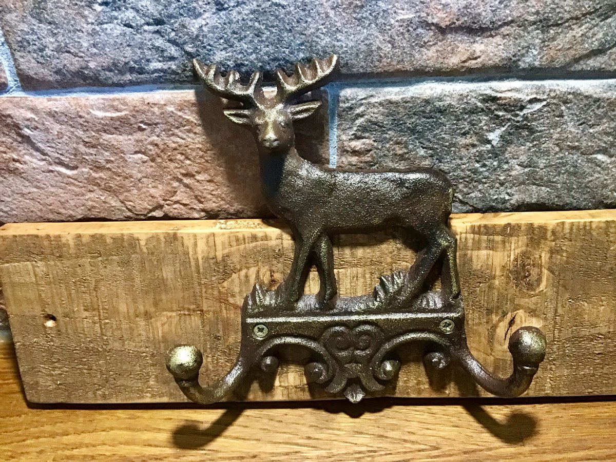 Excited to share the latest addition to my #etsy shop: Wall hooks, cast iron Stag double wall wood plaque hook, handcrafted recycled wood, unique wall hanging, home storage, gift idea etsy.me/3rsw8QA #brown #gold #kitchendining #wood #castironhooks #dogleadhook