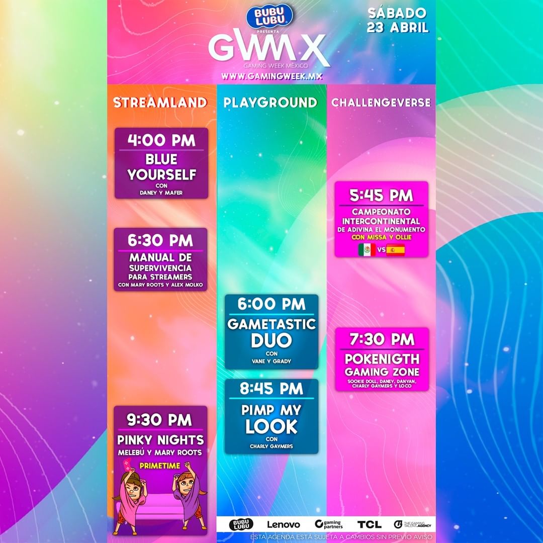 Daney_Oficial's tweet photo. Ufas!
Lo que se viene en #GamingWeekSpring
No se les olvide 21,22 y 23 de Abril.
Les dejo las fotos de los horarios, espero verlos ahí 🤙
https://t.co/KalLkonZ3T
@GamingWeekMX @bubulubumex #AtreverseTieneOnda. https://t.co/Z6rWZsOCRn