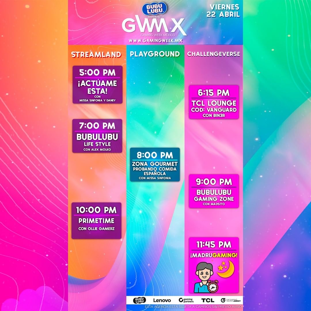 Daney_Oficial's tweet photo. Ufas!
Lo que se viene en #GamingWeekSpring
No se les olvide 21,22 y 23 de Abril.
Les dejo las fotos de los horarios, espero verlos ahí 🤙
https://t.co/KalLkonZ3T
@GamingWeekMX @bubulubumex #AtreverseTieneOnda. https://t.co/Z6rWZsOCRn