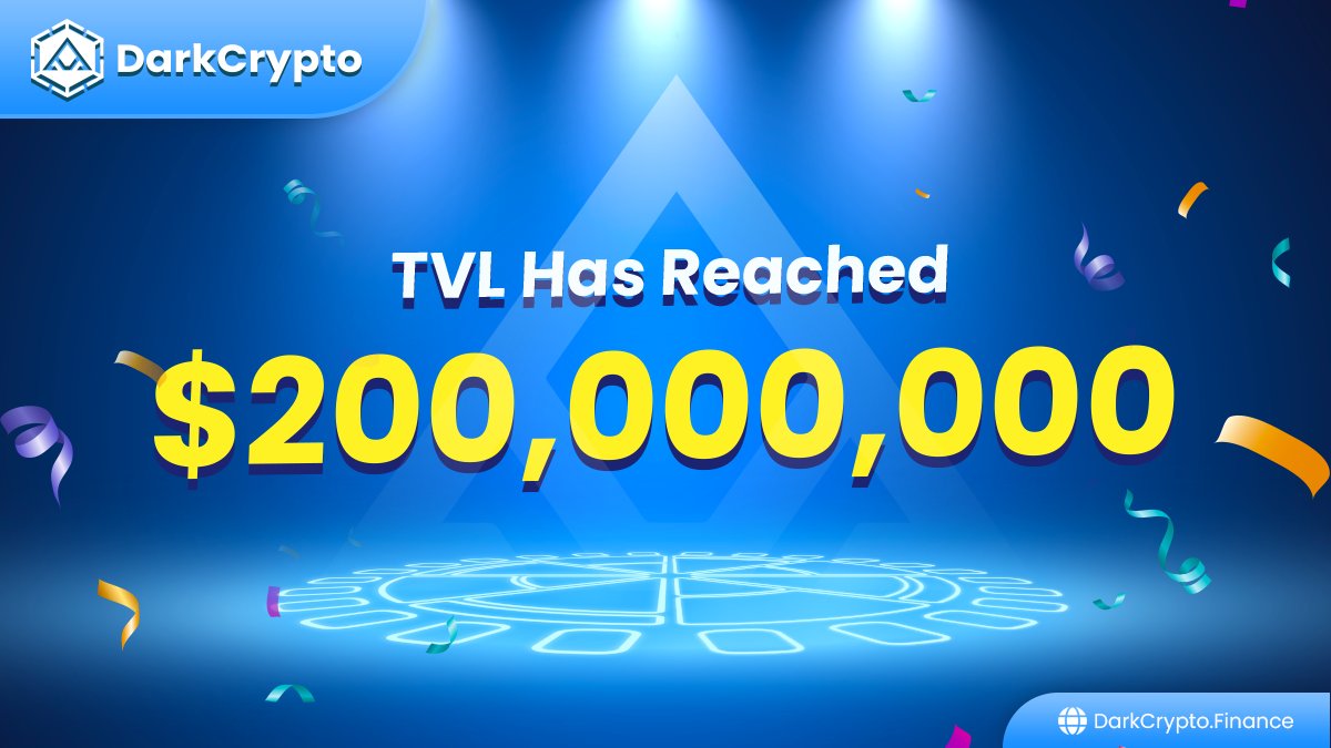 DarkCryptoFi's tweet photo. 📢 HUGE MILESTONE!!!🏆

🎉 We're proud to have reached $200M TVL!

❤️‍ Thank you to everyone for your continued support of the success of DarkCrypto.  

🔥 Show some love and let's spread the news! Comment below 👇

#Cronos #CronosChain #CRO #DarkCrypto https://t.co/TOgSDzdYGg