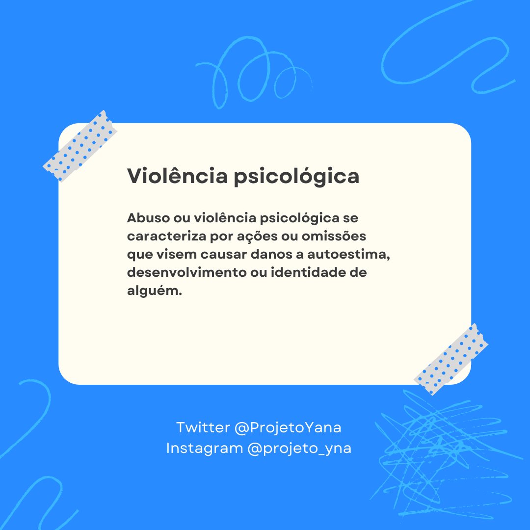 ProjetoYana's tweet photo. Sempre que se diz violência ou abuso pensamos em atos físicos, também devemos levar em conta que existem feridas emocionais e mentais, a violência psicológica fala sobre isso. 
Vamos cuidar da nossa saúde mental ❤.

Se gostou do post, curta, retweeta e siga a gente, até mais! https://t.co/U865aIlGDw