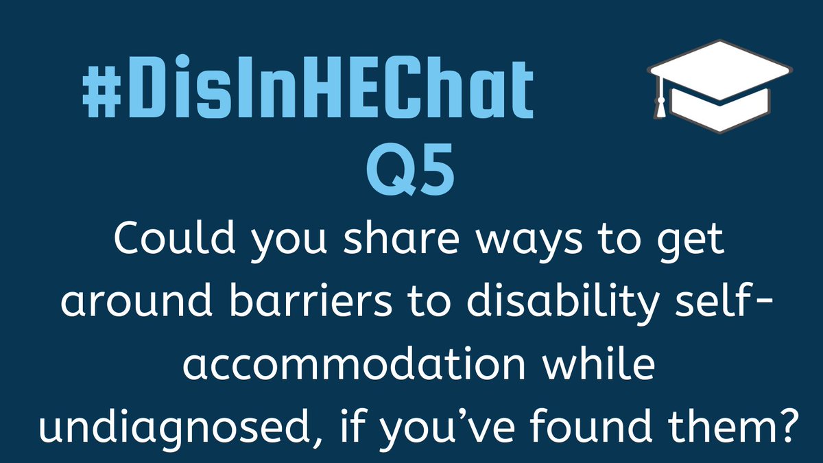 DisInHigherEd's tweet image. Q5: Could you share ways to get around barriers to disability self-accommodation while undiagnosed, if you found them? #DisInHigherEd

Please use #DisInHEChat in your tweets. Please DM us if you would like to submit an anonymous answer. And answer questions at your own pace.