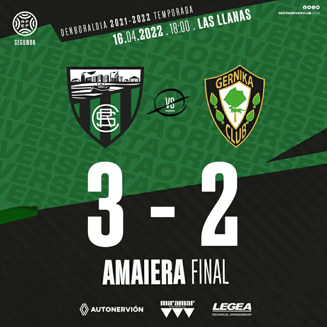 🔚 FINAAAAAAAAAAAAAAAAAAAAALLLL EN LAS LLANAS!! Gran victoria que nos permite alcanzar los 𝟲𝟬 𝗽𝘂𝗻𝘁𝗼𝘀. GOAZEEEEEN!! 💪

⚽ <a href="/AgirreGorki/">Gorka Agirre</a>, Goti y @baque_97

#GoazenRiver 🟢⚫