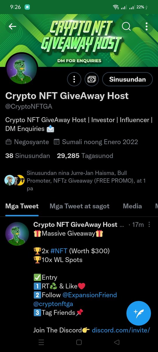 Andrew09055233's tweet photo. @CryptoNFTGA @ExpansionFriend @ethmaxi 
@FFIcrypto 
@mabel_nft 

I followed you both with turned on notification bell and i also joined in the discord server.

All done🙏🙏🙏 https://t.co/zVblHAu34F