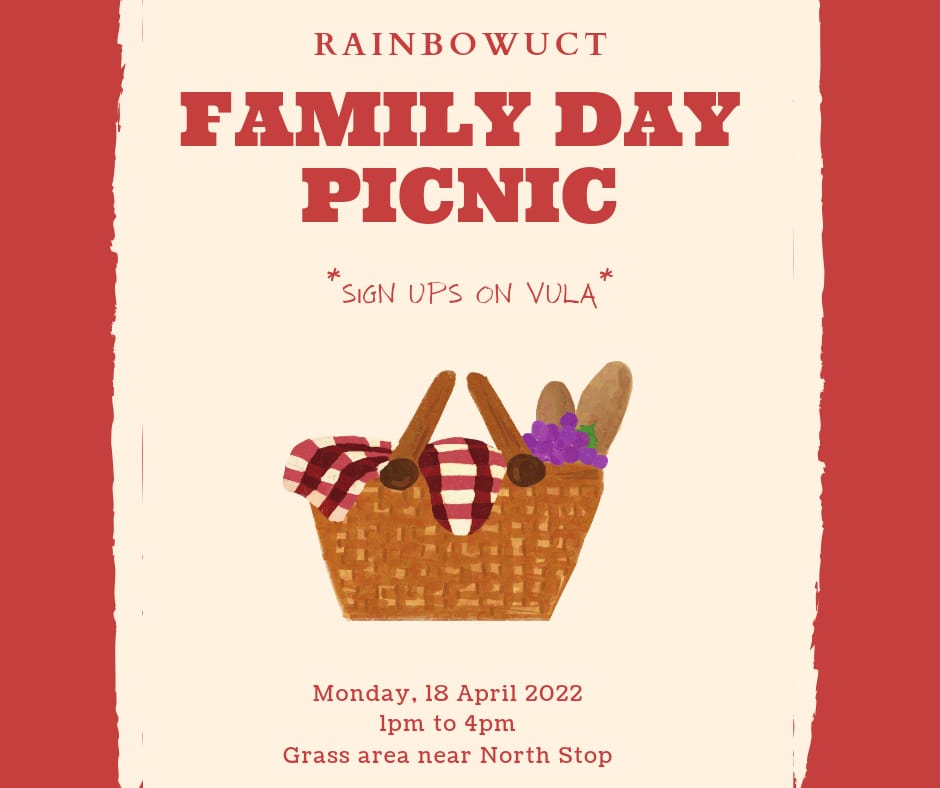 Food will be provided and we have a limit of 60 people! Be sure to sign up on Vula and we'll see everyone on Monday!