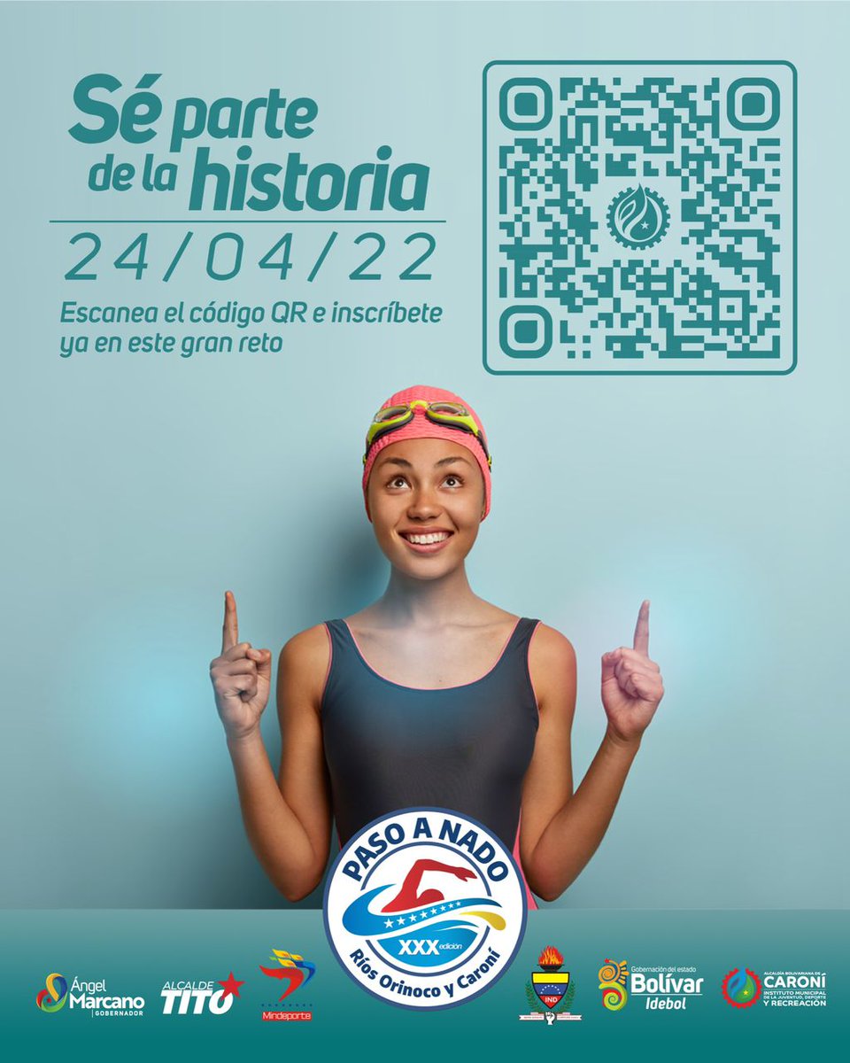 OviedoPSUV's tweet photo. Aún puedes ser parte de la historia, escanea el código QR e inscríbete en el Paso a Nado de los ríos Orinoco y Caroní. ¡Te esperamos!

#VenezuelaEsEmprender
#VamosCiudadGuayana https://t.co/TsTmWJ1kIC