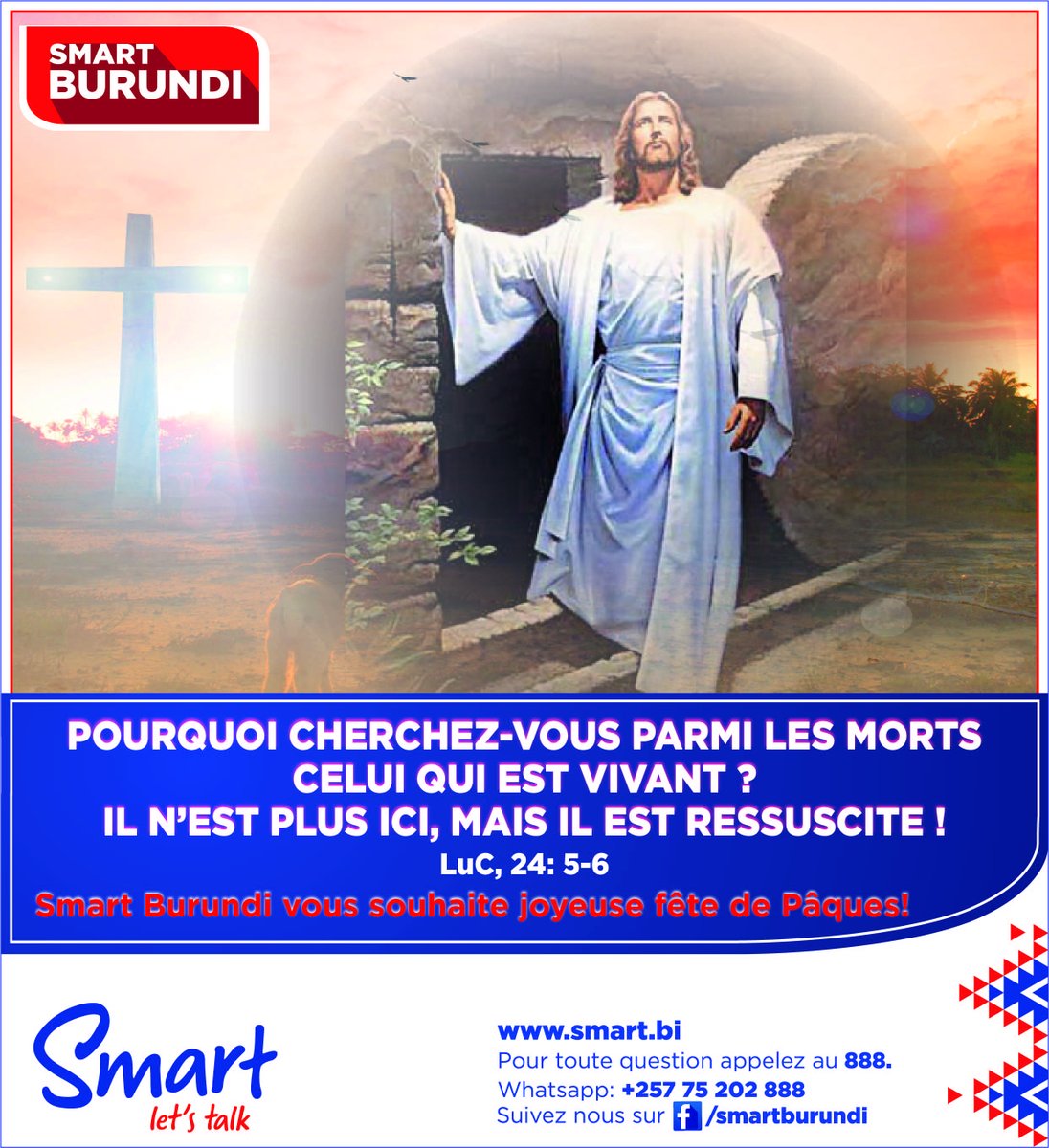 Smart Burundi vous souhaite une joyeuse fête de Pâques
#pasika 
#smartburundi 
#Burundi
