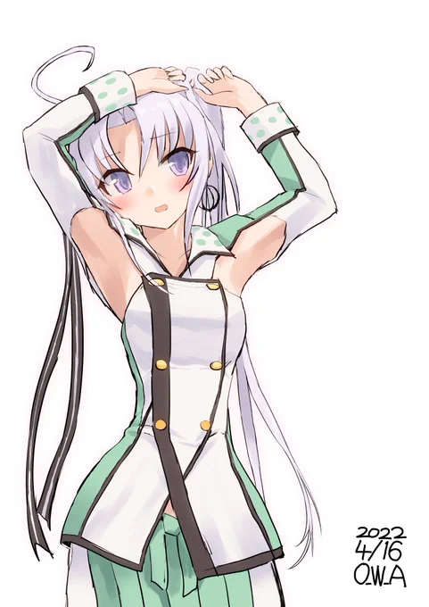 身支度中の秋津洲

#艦これ版深夜の真剣お絵描き60分一本勝負 
#艦これ版真剣お絵描き60分一本勝負_20220416 