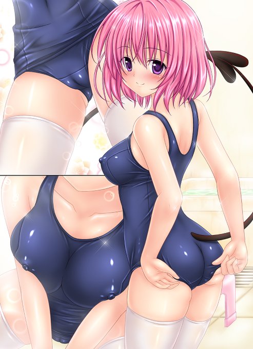 ぴっちり紺色スク水すきー💕 