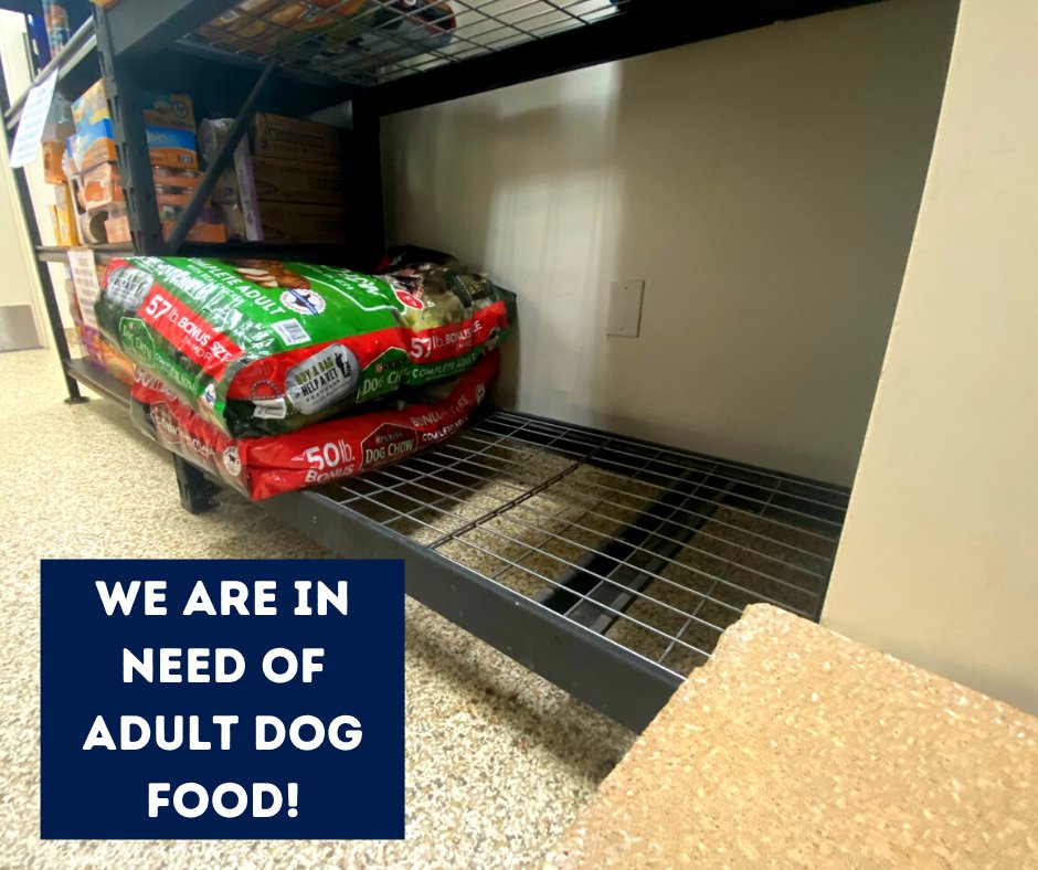 CAREhumane's tweet photo. SOS! We are out of adult dog food. We only have a couple bags left and those bags will only last us until tomorrow! Can you help us out? You can drop off donations any time today until 5pm or you can order online through Amazon: https://t.co/y4ZuyD0pZs. Thank you in advance! https://t.co/3l9ES2q9fj