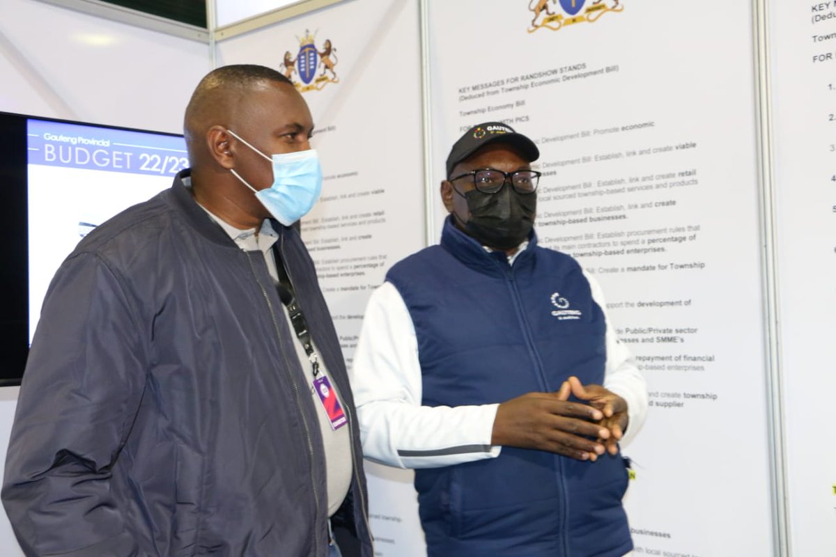GautengTreasury's tweet photo. #TeamTreasury interacts with @GautengProvince Premier, @David_Makhura at our exhibit stand stand. Our colleagues explained the importance of being at @rand_show, offering #CSD and #eInvoice assistance to entrepreneurs at this year's event. @NkomoNomantu https://t.co/pT4NmIxVQG