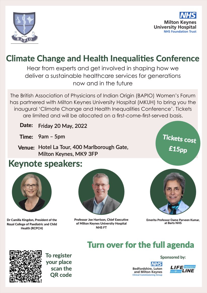BapioWF's tweet photo. Almost 1 month now till our Climate Change &amp; Health Inequalities Conference! 

‼️Friday 20th May, Milton Keynes‼️

Buy your tickets now! https://t.co/KuEITQGUTQ
Have a look at our amazing program and speakers for the day!

#BAPIO #HealthInequalities #ClimateChange @BAPIOUK https://t.co/BlkouHaJYF