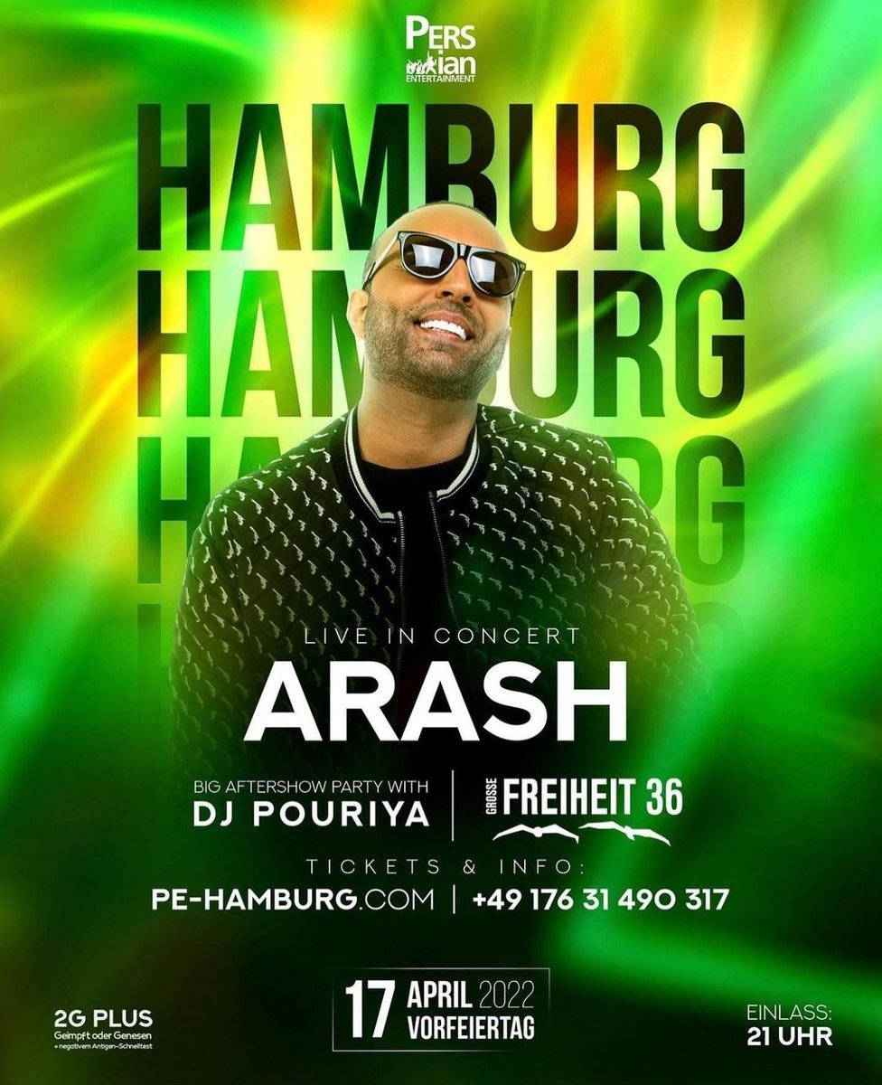 .⁠
<a href="/Arashmusic/">Arash</a> live in HAMBURG🇩🇪April 17, 2022 - Freiheit 36⁠
.⁠
Tickets:⁠
+49 176 31 490 317⁠
Pe-Hamburg.com ⁠
