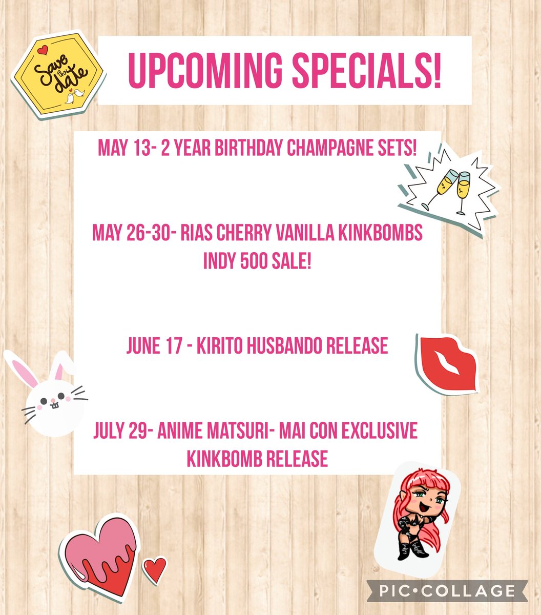 kinkbombsllc's tweet photo. Mark your calendar! Kinky specials headed your way
We are gearing up for our first con experience! exclusive releases you will only get at Matsuri this July! 🐰💘 #animebathwater #AnimeArt #Waifus #waifu4laifu #weebstuff #bathtime #surprisebathbombs #smallbusiness https://t.co/4LRwMSRZfM