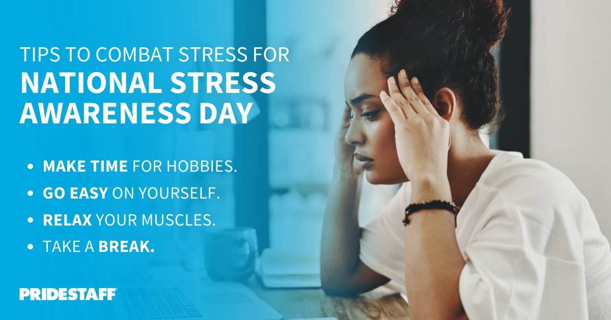 Sit back and relax today during National Stress Awareness Day! Try these tips to help you destress a little. 

#PrideStaff #stressawarenessday #stressawarenessmonth #stressmanagement #stressreduction #stresstips #stressreliever #mentalwellnesschallenge