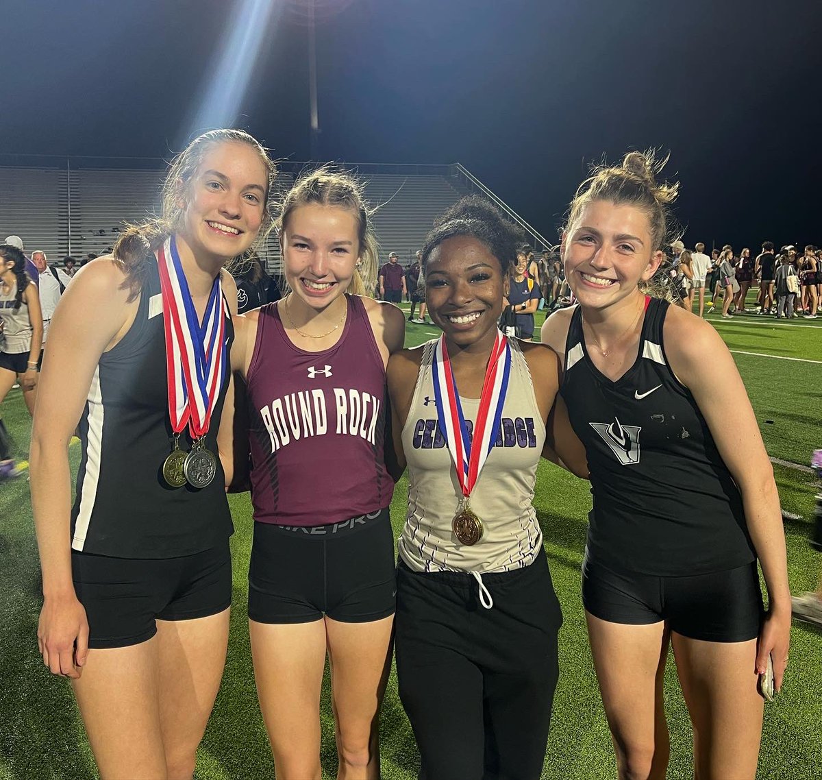 avery_segura's tweet photo. Not sure this night will ever be topped. So proud to be part of this team and the fight we put in to come out district champs by 1 POINT! Highlights included ๐ฅLJ & TJ, ๐ฅ400 & 100 (new school record of 12.02 first time running it) and 4th in the 200. Area here we come! #prtrain https://t.co/QsTFzB8RjH