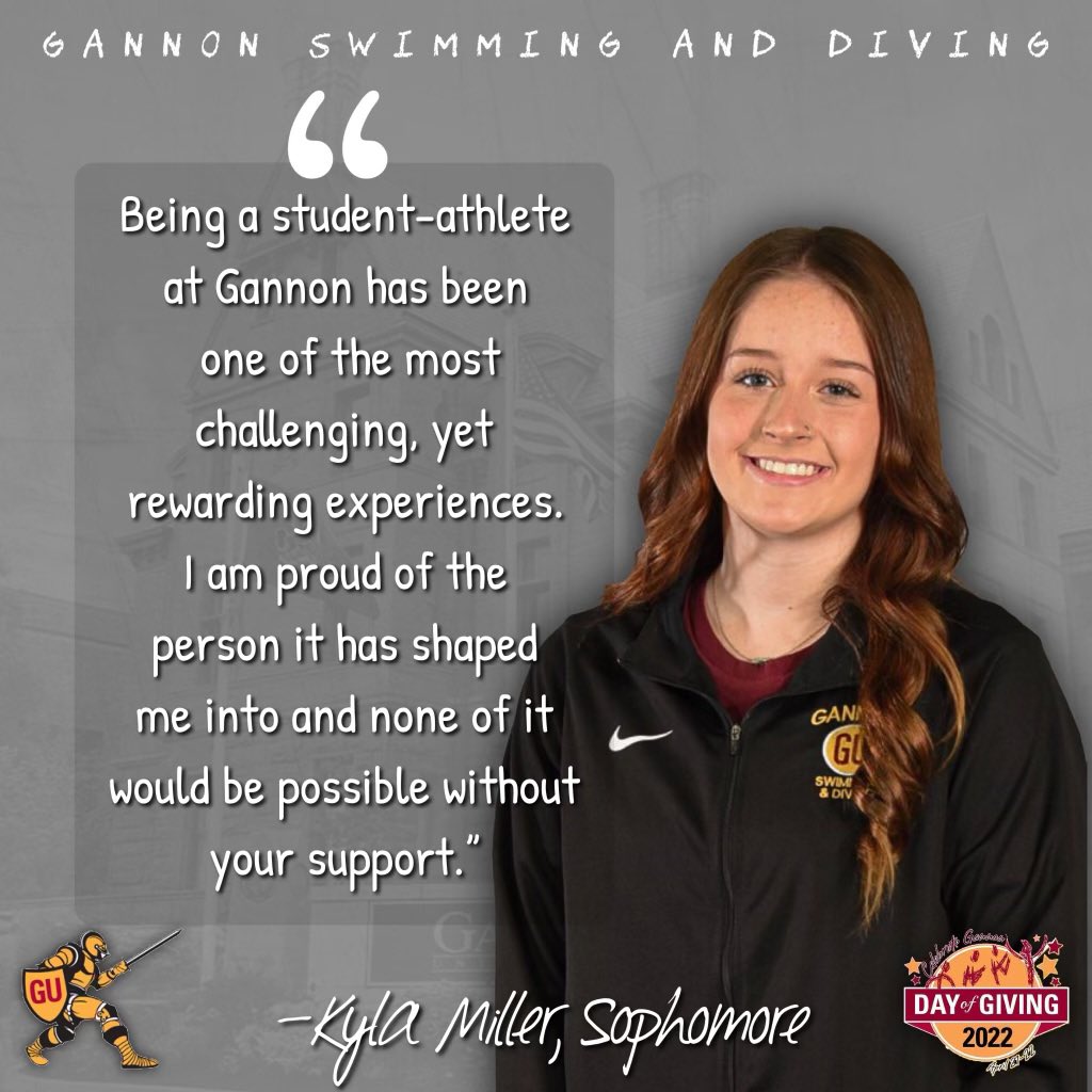 #GUDayofGiving 

We are under a week away! Please supporting Kyla and all her teammates next week on <a href="/GannonU/">Gannon University</a> Day of Giving